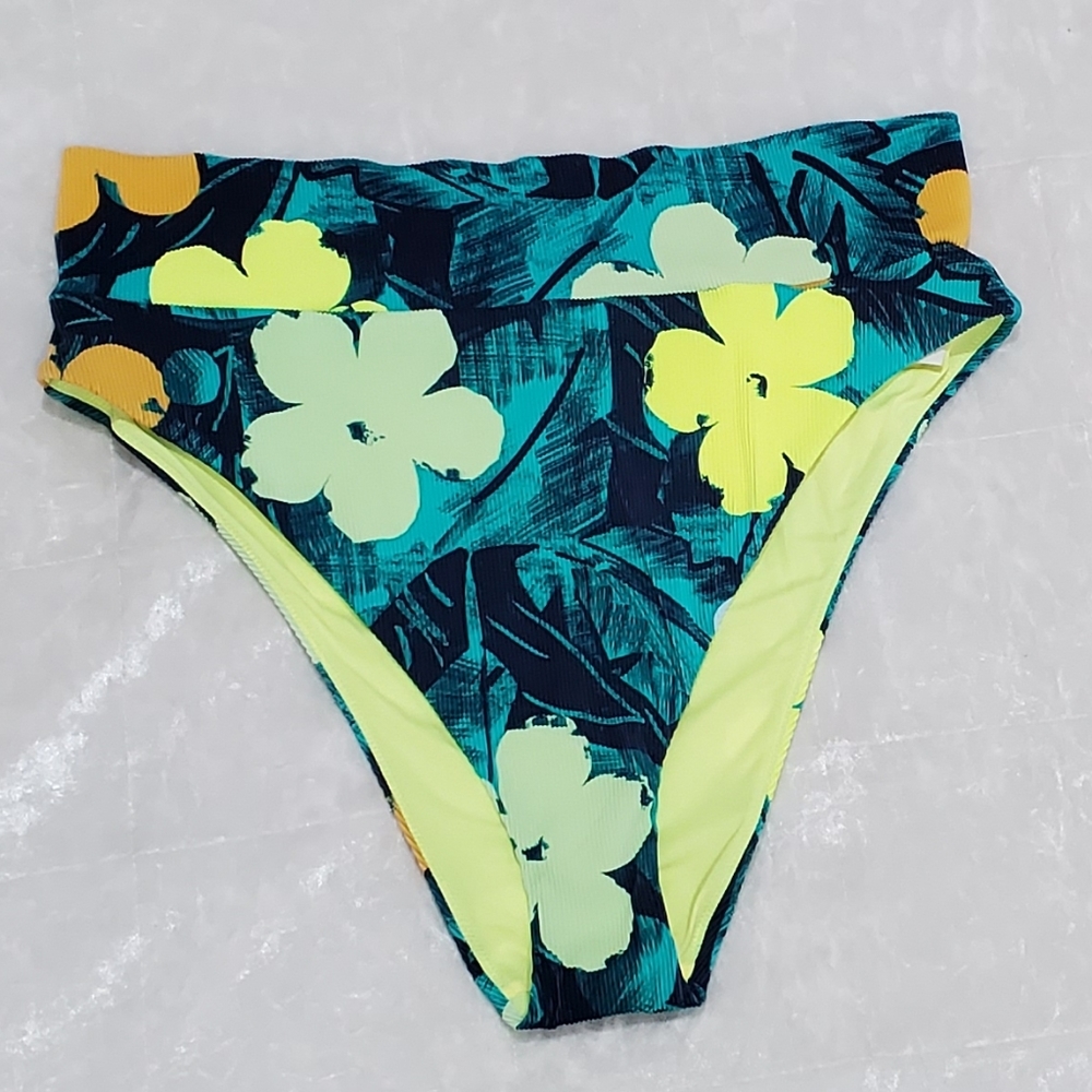Aerie Green Floral High Leg/Hi Rise Bottoms